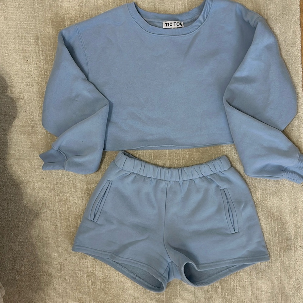 Blue matching short sweatsuit
